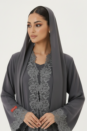 C 2531 Earl Grey Lace Abaya