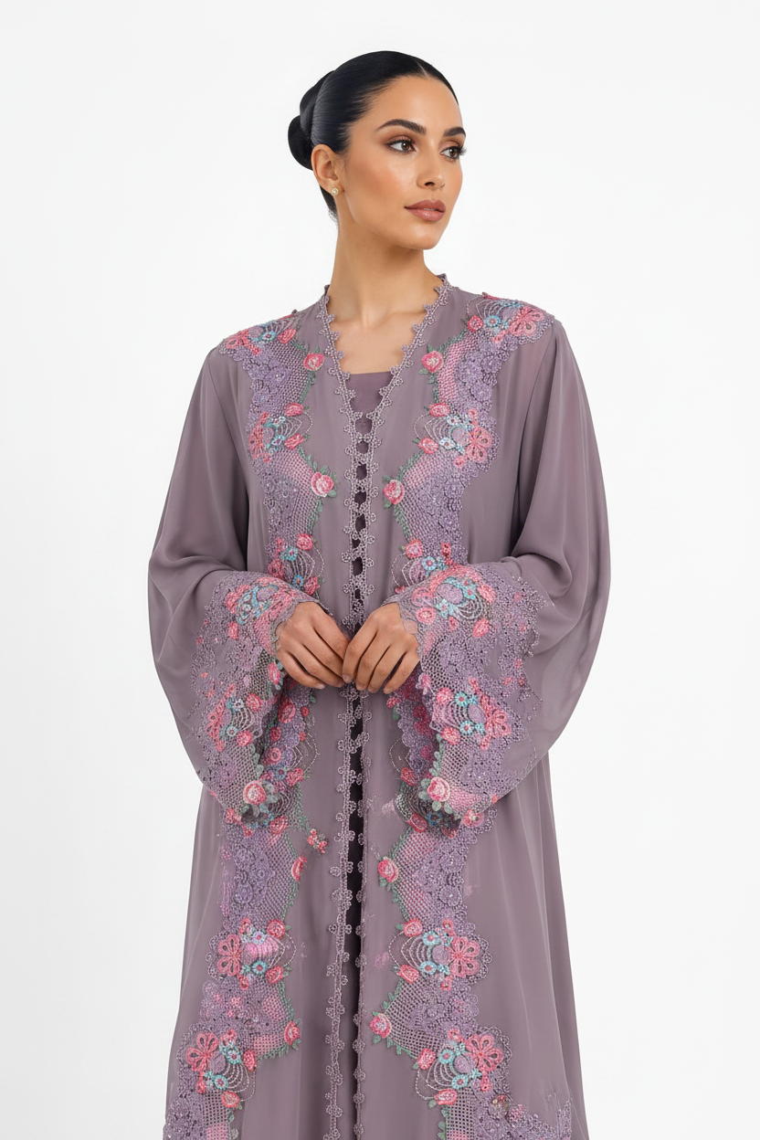 C 2532 Taro Dream Lace Abaya