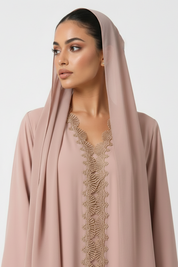 C 2533 Rosewater Gelato Lace Abaya