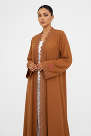 C 2534 Salted Caramel Lace Abaya