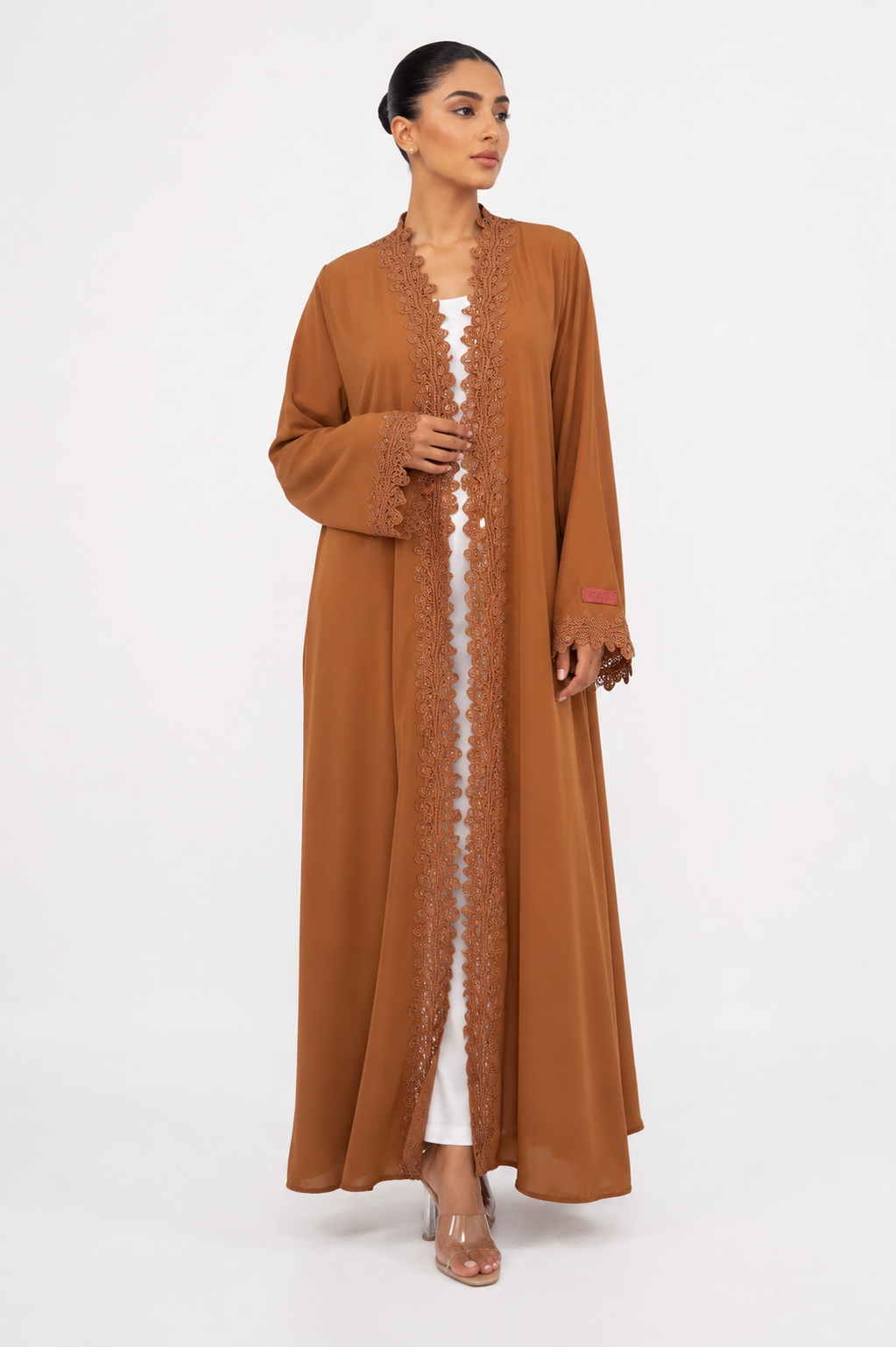 C 2534 Salted Caramel Lace Abaya