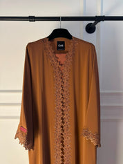 C 2534 Salted Caramel Lace Abaya