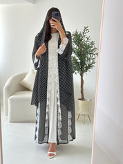 C 2535 Black Polka Dot Lace Abaya