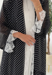 C 2535 Black Polka Dot Lace Abaya