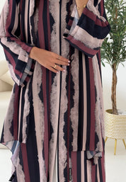 C 2536 Dusty Pink Printed Abaya