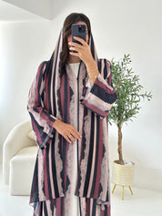 C 2536 Dusty Pink Printed Abaya