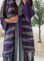 C 2537 Purple Green Printed Abaya