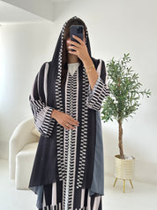 C 2538 Black Patterned Printed Abaya