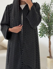 C 2539 Black Polka Dot Printed Abaya