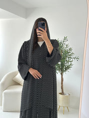 C 2539 Black Polka Dot Printed Abaya