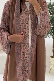 C 2540 Caramel Patterned Printed Abaya