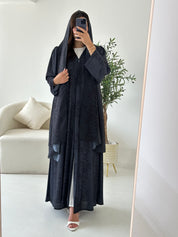 C 2542 Dark Grey Printed Abaya