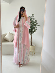 C 2545 Blush Pink Floral Printed Abaya