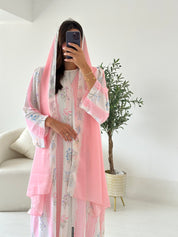 C 2545 Blush Pink Floral Printed Abaya