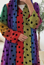 C 2547 Multicolor Polka Dot Printed Abaya