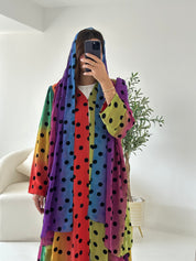 C 2547 Multicolor Polka Dot Printed Abaya