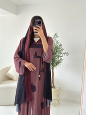C 2548 Red Brown Printed Abaya