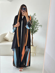 C 2554 Golden Blue Printed Abaya
