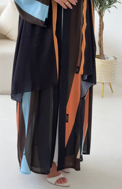 C 2554 Golden Blue Printed Abaya