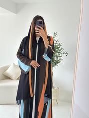 C 2554 Golden Blue Printed Abaya