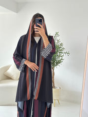 C 2556 Navy Grey Polka Printed Abaya