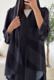 C 2557 Dark Grey Printed Abaya