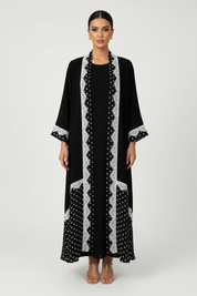 C 2558 Black Polka Dot Lace Abaya