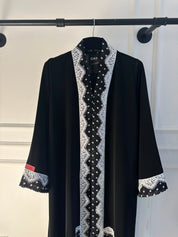 C 2558 Black Polka Dot Lace Abaya