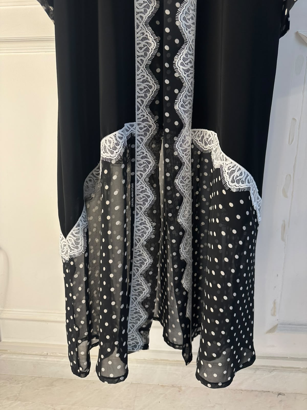 C 2558 Black Polka Dot Lace Abaya