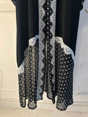 C 2558 Black Polka Dot Lace Abaya