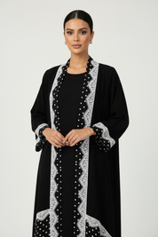 C 2558 Black Polka Dot Lace Abaya