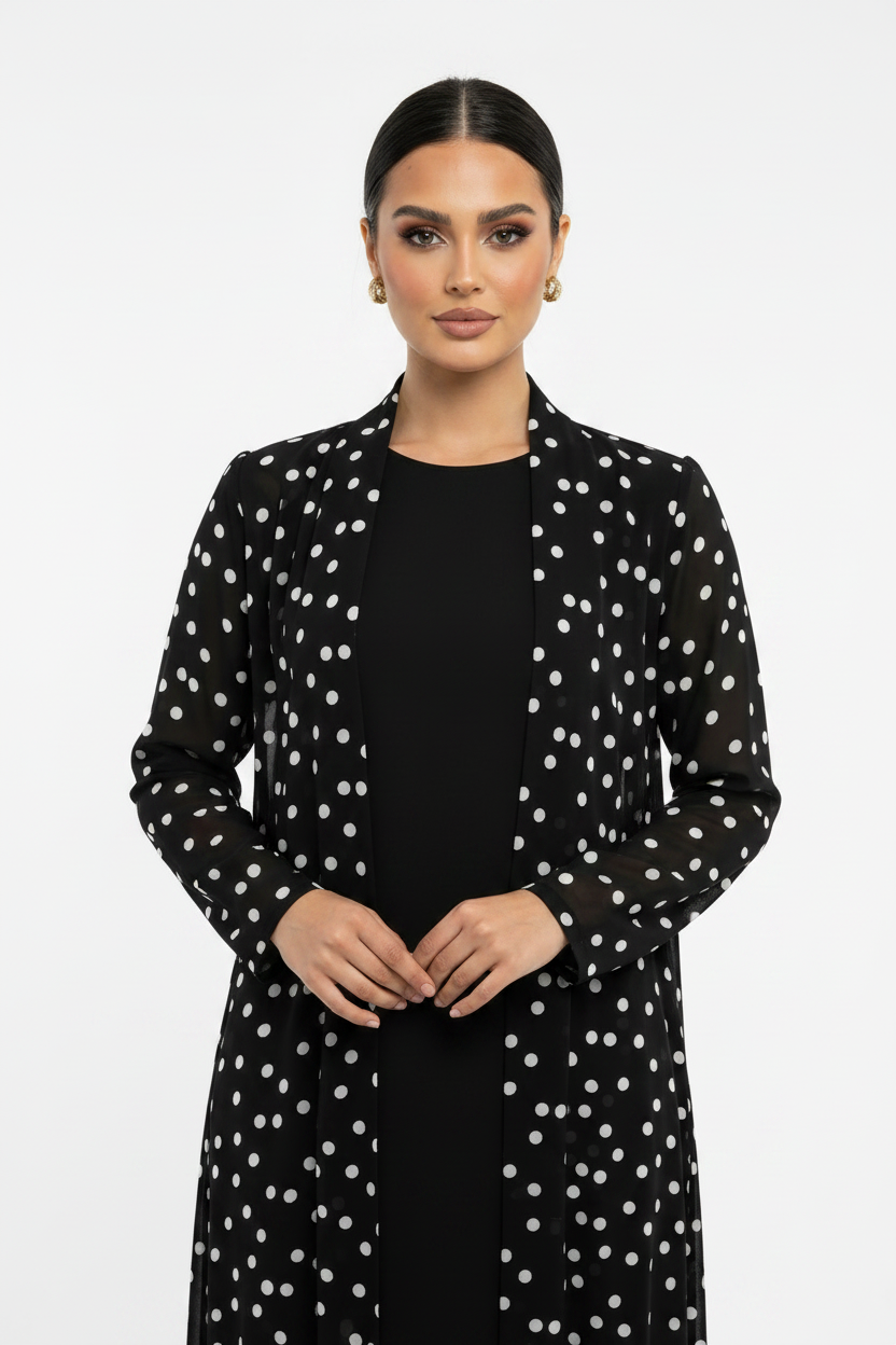 C 2559 Black Polka Dot Abaya