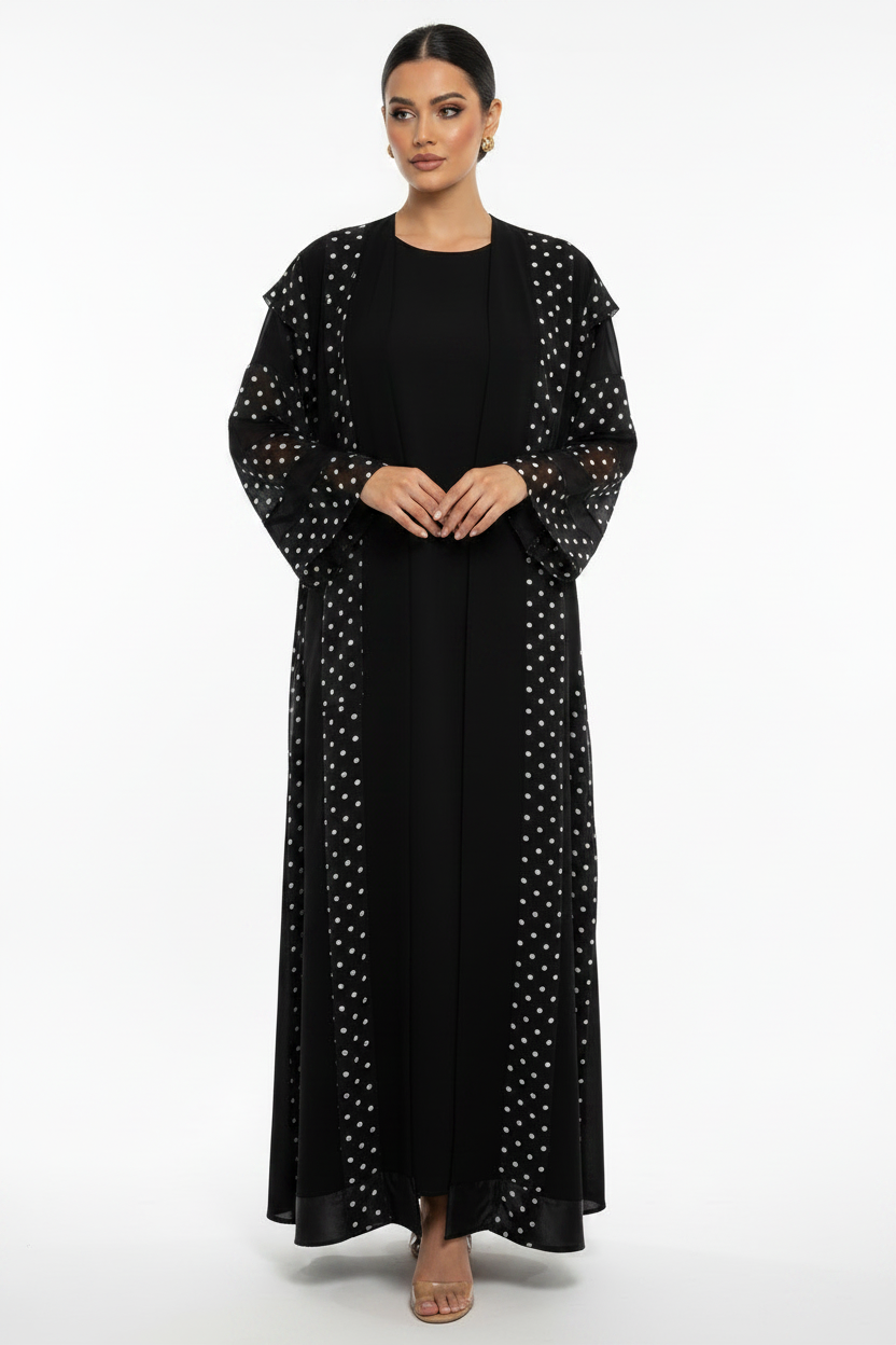 C 2560 Black Polka Dot Abaya