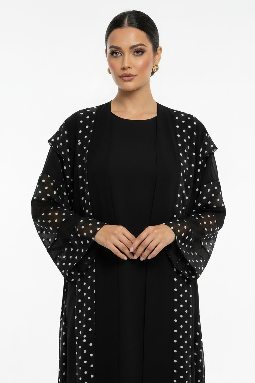 C 2560 Black Polka Dot Abaya