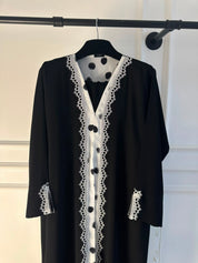 C 2561 Black Polka Lace Abaya