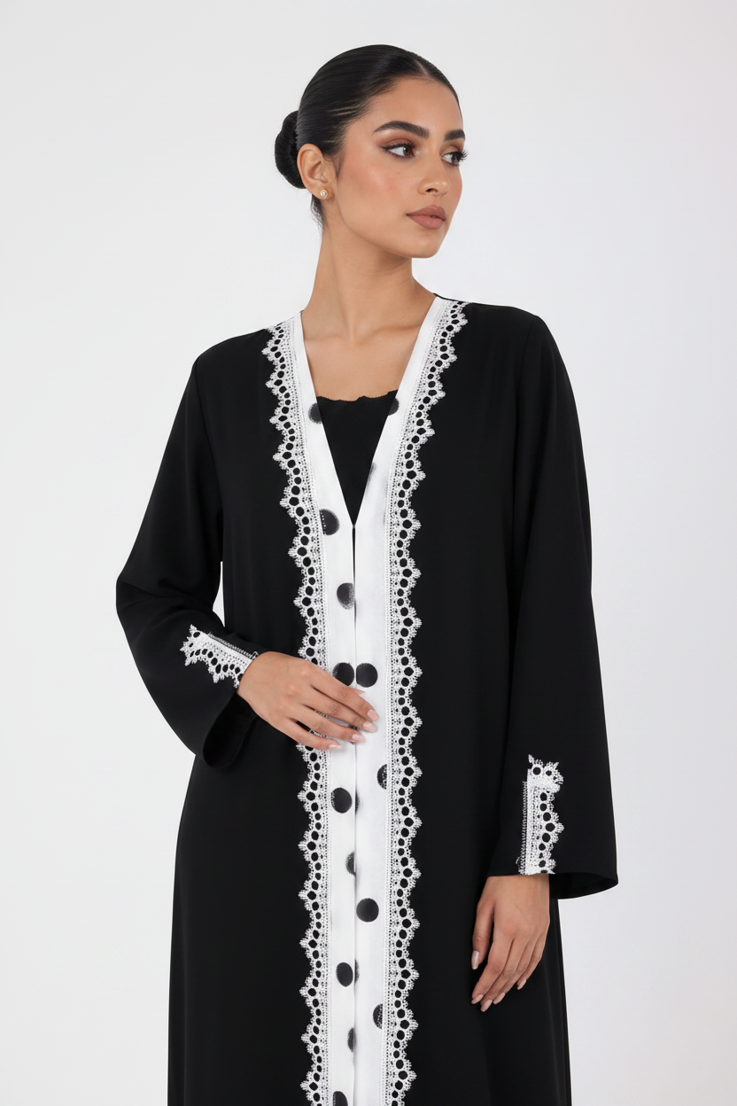 C 2561 Black Polka Lace Abaya