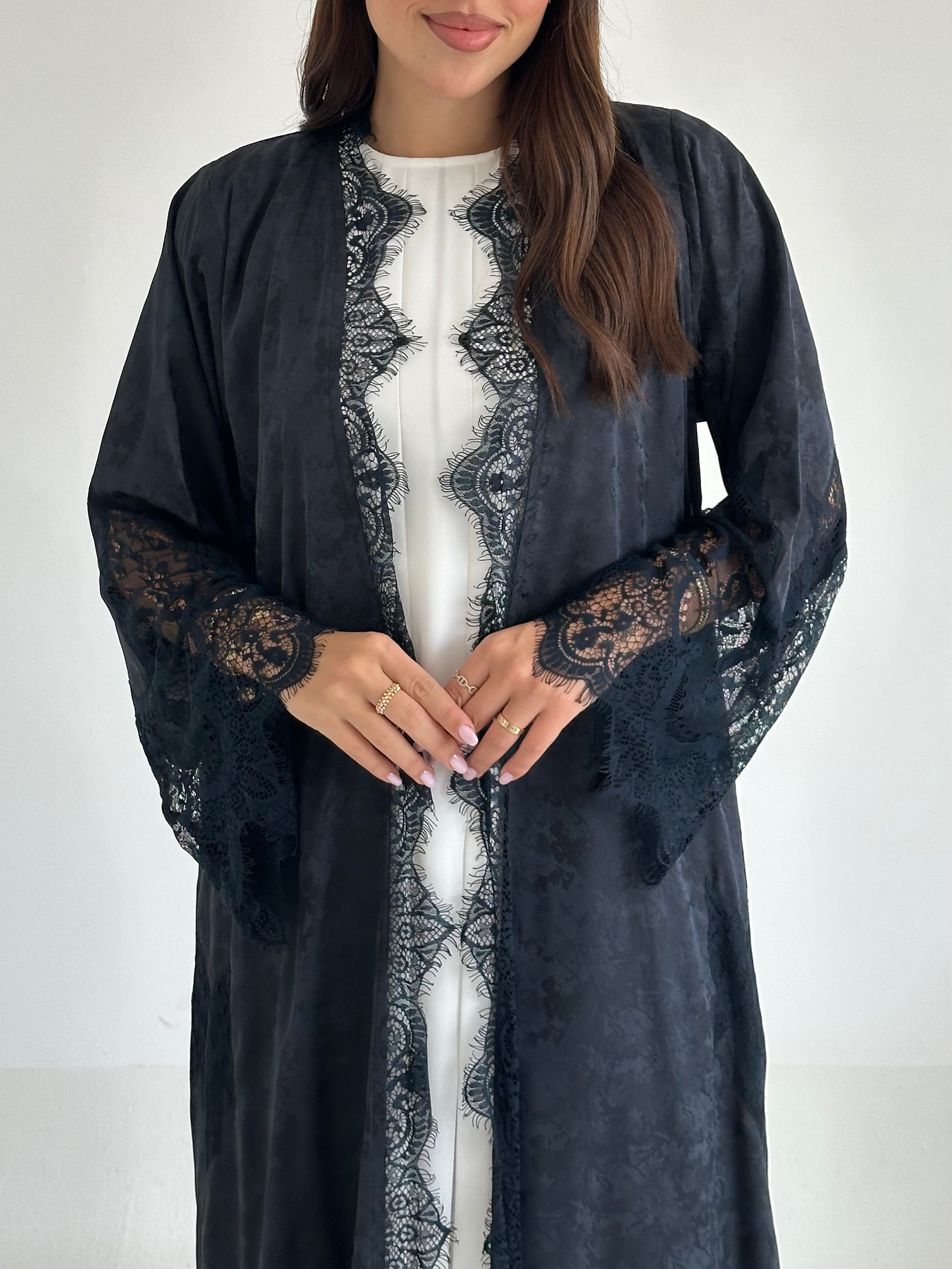 C 2564 Dark Navy Dantel Abaya
