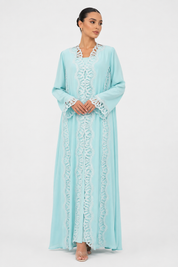 C 2565 Bubblegum Blue Lace Abaya