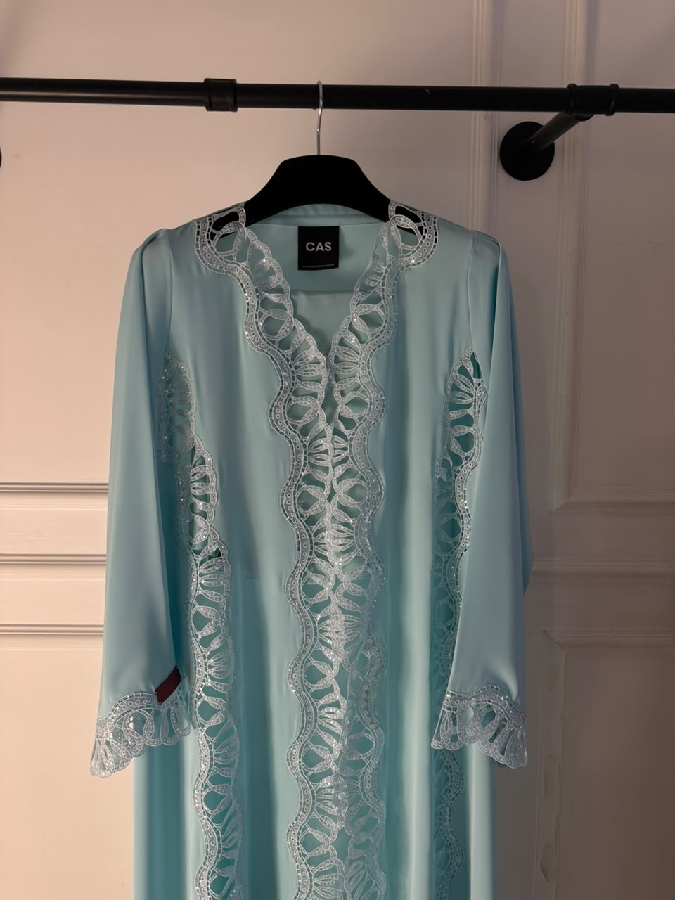 C 2565 Bubblegum Blue Lace Abaya