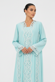 C 2565 Bubblegum Blue Lace Abaya
