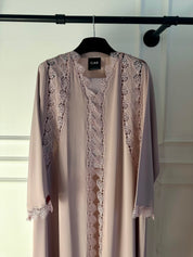C 2566 Fig Cream Lace Abaya