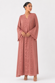 C 2567 Rose Latte Lace Abaya
