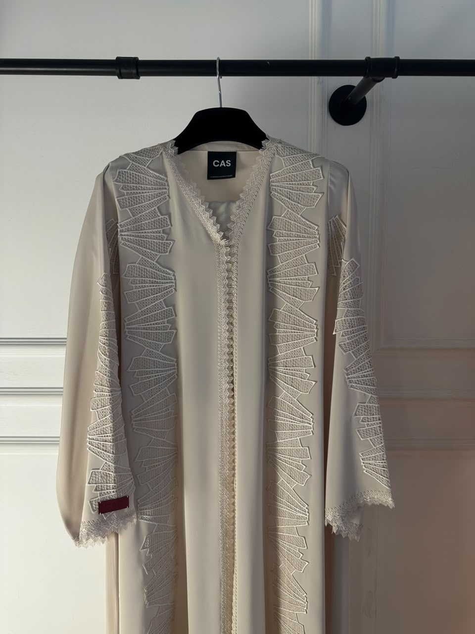 C 2568 Almond Mousse Lace Abaya