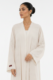 C 2568 Almond Mousse Lace Abaya