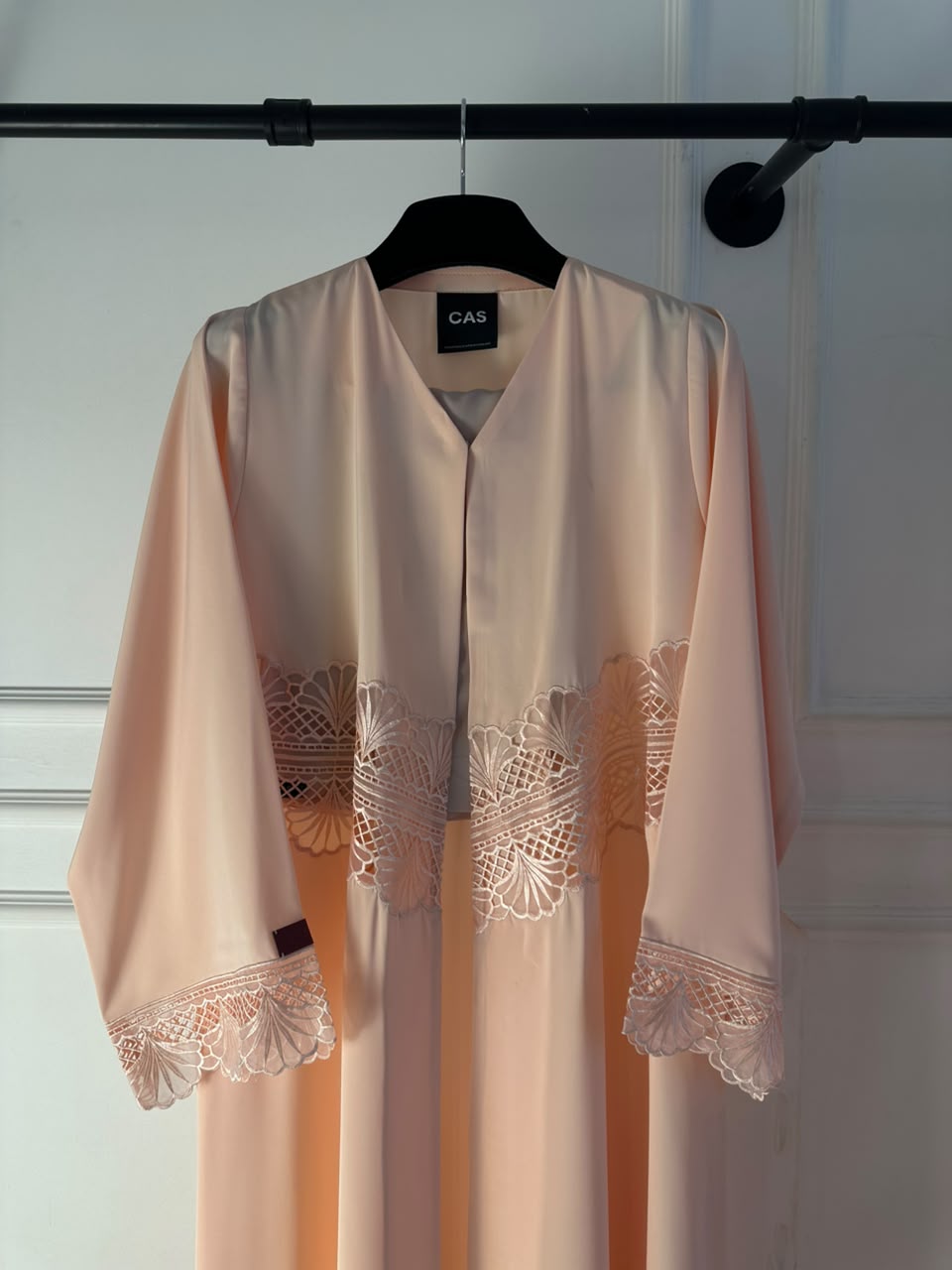 C 2569 Peach Blossom Lace Abaya