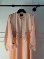 C 2569 Peach Blossom Lace Abaya