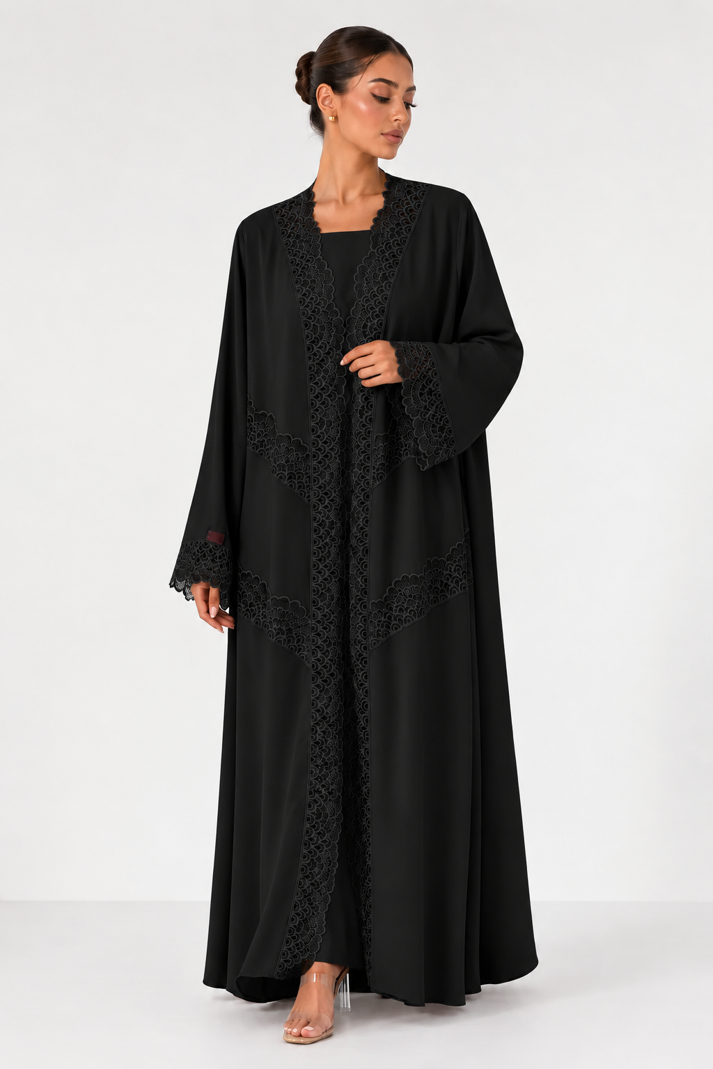 C 2570-02 Black Lace Abaya
