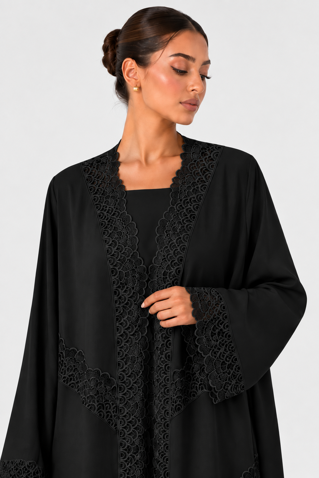 C 2570-02 Black Lace Abaya
