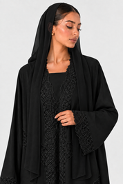 C 2570-02 Black Lace Abaya
