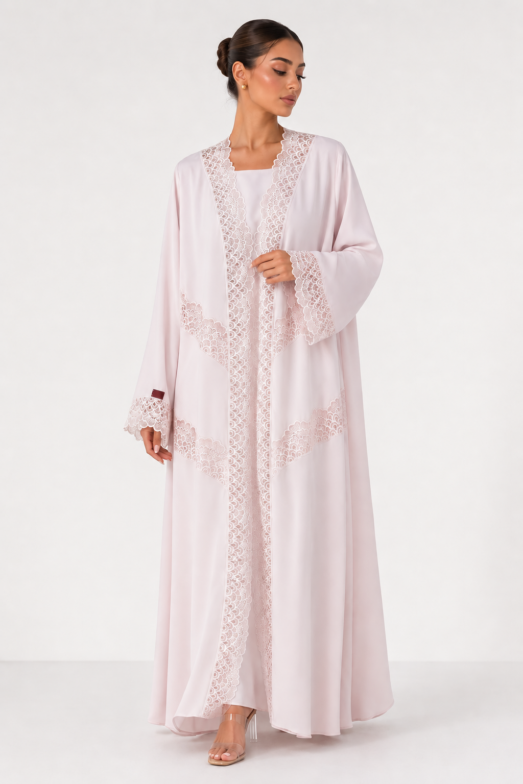 C 2570 Lychee Swirl Lace Abaya